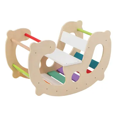 Kids 2-in-1 Rocking Horse Arch Montessori Climbing Toys w/Rocker