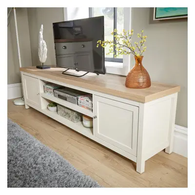 Extra Large 180cm Off White Oak TV Stand Drawer Cabinet Unit Tidy