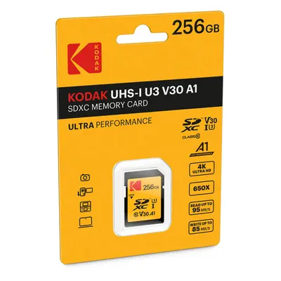 Kodak SD Card 256GB UHS-I U3 V30 Ultra - 95MB/s Max Read Speed - Write Speed 85MB/s Max - Storag