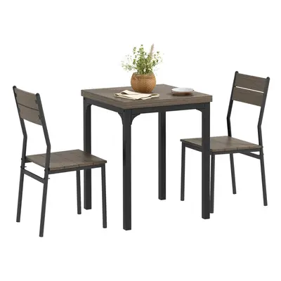 HOMCOM Pcs Compact Dining Table Chairs Set Grey Wood Grain