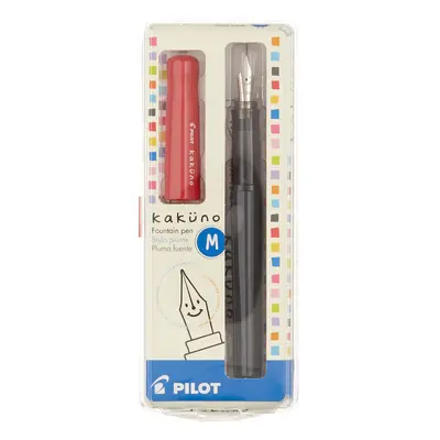 PILOT Kakuno Fountain Pen Grey/Red Barrel Medium Nib (90131)