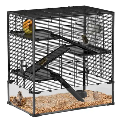 PawHut Tiers Hamster Cage w/ Deep Tempered Glass Bottom 78.5 x 48.5 x 80cm