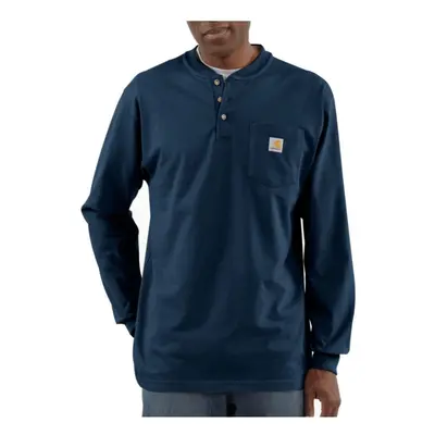 Carhartt Men's Big & Tall Loose Fit Heavyweight Long-Sleeve Pocket Henley T-Shirt Navy 3X-Large