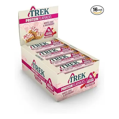 TREK High Protein Flapjack White Chocolate Raspberry - Gluten Free - Plant Based - Vegan Snack -