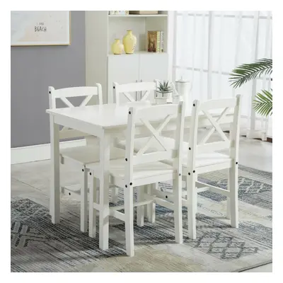 (White) 5pc MCC Classic Wooden Dining Table Set