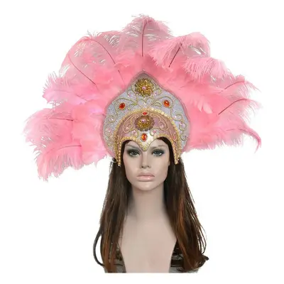 (big pink, One Size) Women Brazil Carnival Party Feather Headdress Headpiece Crown Headdress Hea