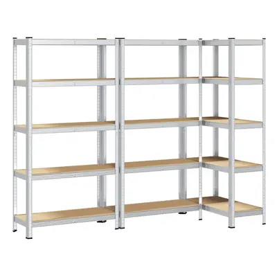 vidaXL 5-Layer Storage Shelves pcs Silver Steel&Engineered Wood