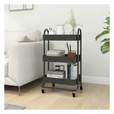 vidaXL 3-Tier Trolley Anthracite Steel Kitchen Cart Household Storage Trolley