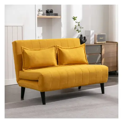 (2 Seater, Mustard) HARPER SEATER FOLDING CLIC CLAC FABRIC LIVING ROOM LOUNGE SOFA BED