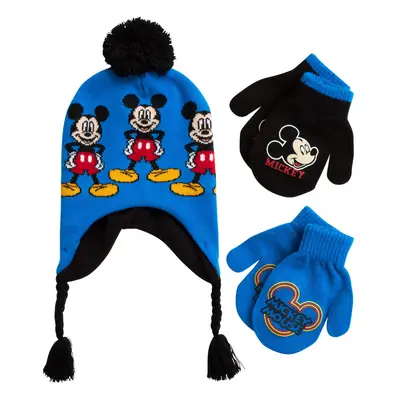 Disney Boys Mickey Mouse Winter Hat and Pair Mitten or Gloves Set (A