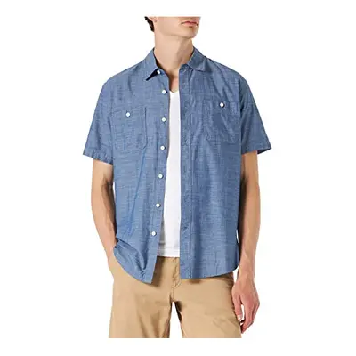 Amazon Essentials Mens Short-Sleeve chambray Shirt Blue Small