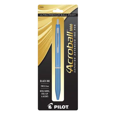 PILOT Acroball Ultra-Premium Refillable & Retractable Ball Point Pen Blue Barrel Fine Point Blac