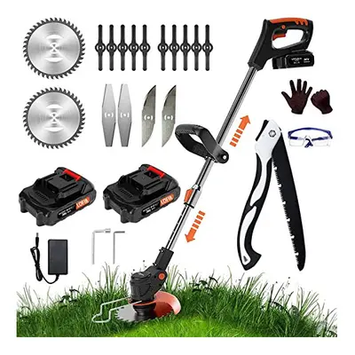 Strimmer Cordless 24V Battery Strimmer Lawn Edger with 2PCS 3.0Ah Batteries and Charger, Charger