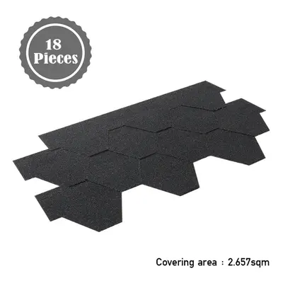 (Black) 2.61ã¡ Roofing Felt Shingles Shed Roof Panels Ridge Tiles Hexagonal