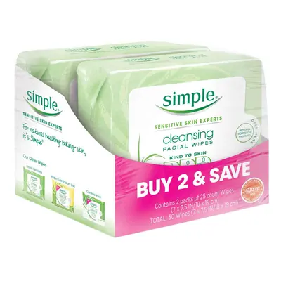 Simple Cleansing Facial Wipes (Boxed packs x wipes) Total Wip