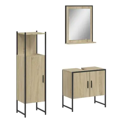 vidaXL Bathroom Cabinet Set Piece Sink Cabinet Sonoma Oak Engineered Wood