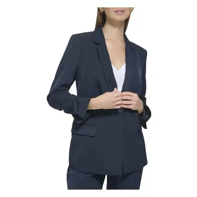 Calvin Klein Women's Trendy Formal Ruched Sleeve Crepe Fabric Blazer