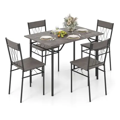 5Pcs Dining Table Set for Rectangular Kitchen Table & Chairs-Grey