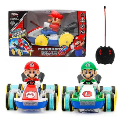 (Super Mario Bros Kart Remote Control Electric Car Toy For Kids, Mario Luigi Led Light-up Music 