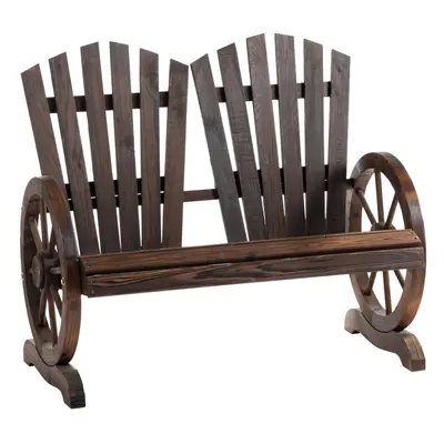 Outsunny Seater Garden Bench w/ Wheel-Shaped Armrests Carbonized Colour