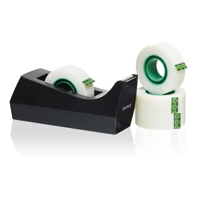 Scotch C60 Magic Tape Dispenser with Scotch Magic Tape 19mm x 33m (4 Rolls) - Black