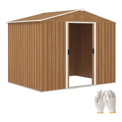 Outsunny x 6ft Garden Storage Shed with Double Door Brown Wood Effect