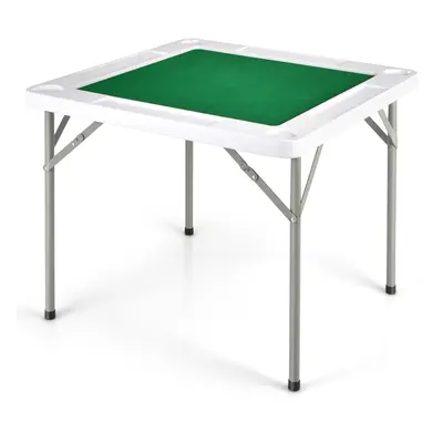 88 cm Folding Mahjong Table Camping Poker Table W/ Cup Holders Chip Grooves