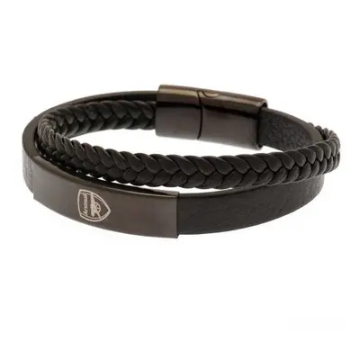 Arsenal FC Black Twin Design IP Leather Bracelet