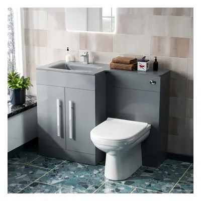 LH 600mm Grey Vanity Cabinet Basin with WC Unit And BTW Toilet | Ason