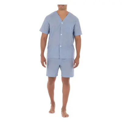 Fruit of the Loom Mens Broadcloth Short Sleeve Pajama Set Blue Stripe