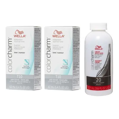 (T10+T10+Developer(Vol.20)) Wella Colour Charm Permanent Liquid Hair Toner - 42ml