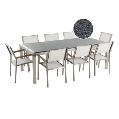 Dining Set for GROSSETO Stone Granite Effect 220x100x74 cm White