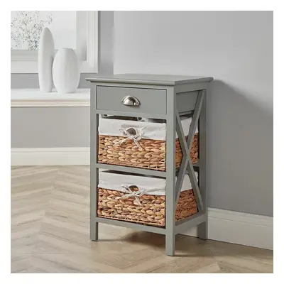 (Grey) Home Source Dartmouth Basket Drawer Chest Storage