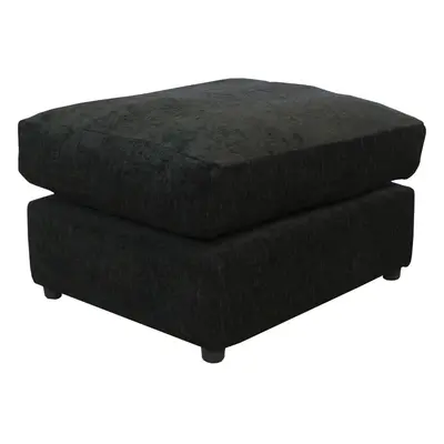 (Black) Jumbo Size Chenille Fabric Footstool