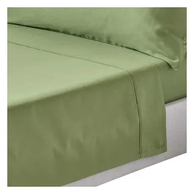 (Double, Moss Green) Organic Cotton Flat Sheet Thread Count Equivalent Bed Sheet