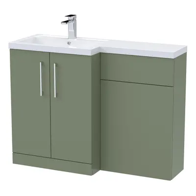 Level Furniture Combination Vanity Basin and WC Unit Left Hand - 1100mm x 390mm - Satin Green - 