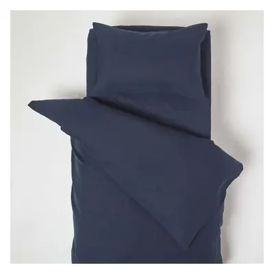 (Navy Blue) Linen Cot Bed Duvet Cover with Pillowcase x cm