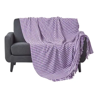 (Purple, x cm) Houndstooth 100% Cotton Bedspread Throw