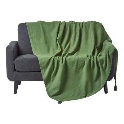 (255 x cm, Dark Olive) Cotton Rajput Ribbed Throw