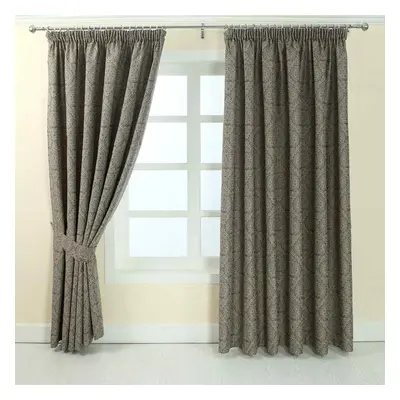 (W 117cm x Drop 228cm, Grey) Jacquard Curtain Floral Damask Design Fully Lined