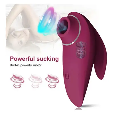 (Deep Red) Sucking Vibrator Sex Toy for Women Vibrating clit Sucker Clitoris Stimulator Oral Vac