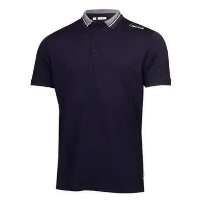 (L, Evening Blue) Calvin Klein Mens Parramore Quick Dry Moisture Wicking Golf Polo Shirt