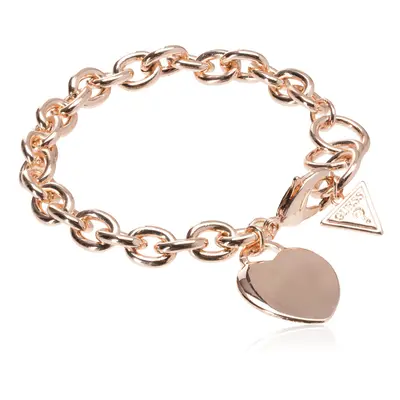 GUESS ""Basic"" Rose Gold G Logo Heart Link Bracelet