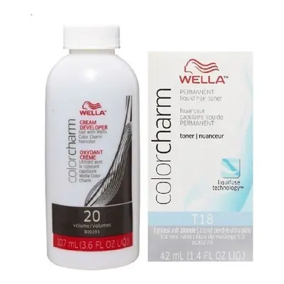 (T18 & Dev (Vol. 20) 3.6 oz) Wella Color Charm T28 Natural Blonde Permanent Liquid Hair Toner