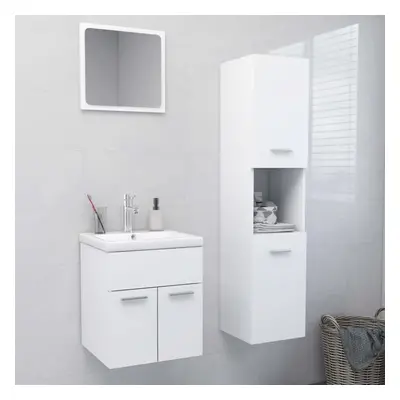 vidaXL Bathroom Furniture Set White Chipboard Wall Mirror Storage Cabinet