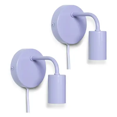 Pair of - Plug in Colour Pop Lilac Wall Lights, Easy Fit Wall Lamp