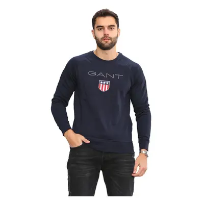 (Blue, M) Gant Mens Printed Pullover Shield Sweatshirt