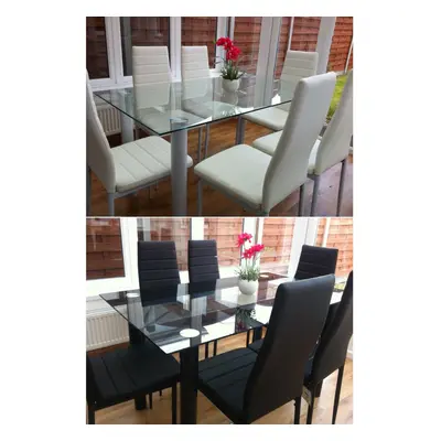 (Black) Kitchen dining table and faux leather chairs