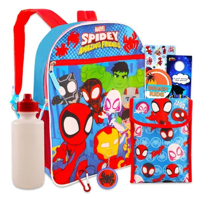 Marvel Spidey and His Amazing Friends Backpack Set - Bundle of Spiderman Backpack Spidey Lunch B