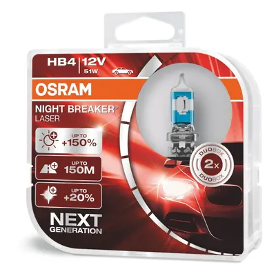 OSRAM NIGHT BREAKER LASER HB4, next generation, +150% more brightness, halogen headlamp, 9006NL-